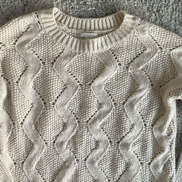 H&M Cream Off White Knit Oversized Crewneck Sweater Size XS - Picture 3 of 7